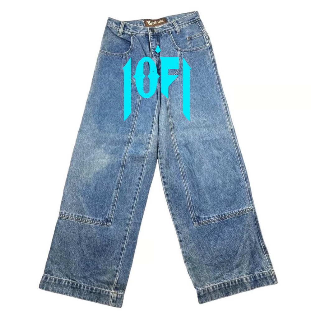 1OF1 Cyan Wide Leg Jeans