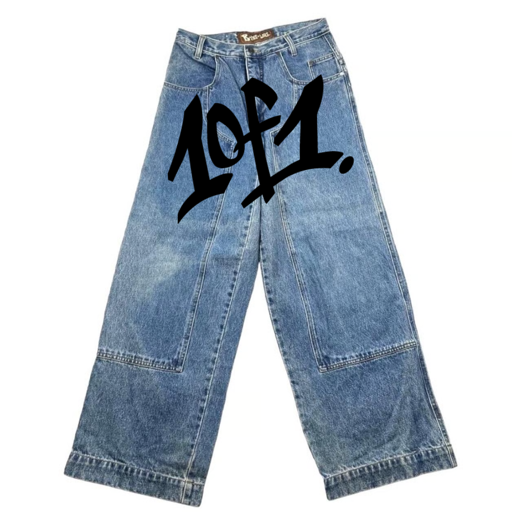 1OF1 Graffiti Wide Leg Jeans